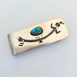 Turquoise & Sterling Money Clip by Sadie Sam (Navajo)